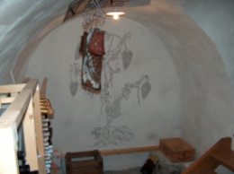 Kalkverputz mit Sumpfkalk und als Sgraffito verputzt
